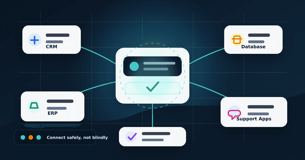 Secure AI connector gateway linking AI tools with CRM ERP and internal apps